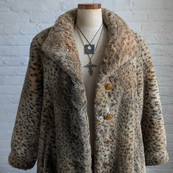 St John Faux Fur Cheetah Trench Coat Y2K Designer Animal Print Luxury Jacket - Picture 7 of 10